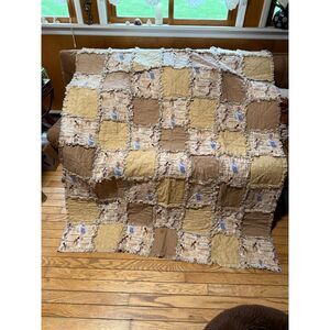 Religious Rag Reversible Quilt Blanket Beige/Tan Bible Quotes Angels
